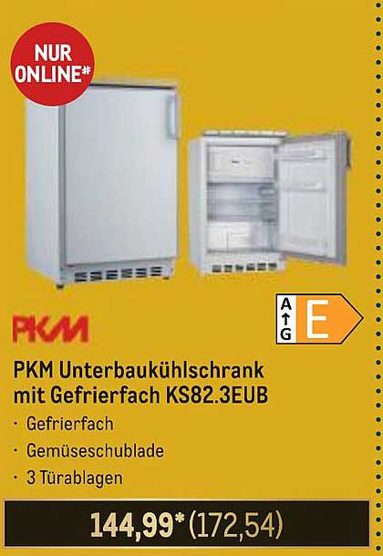 PKM Unterbaukühlschrank mit Gefrierfach KS82.3EUB