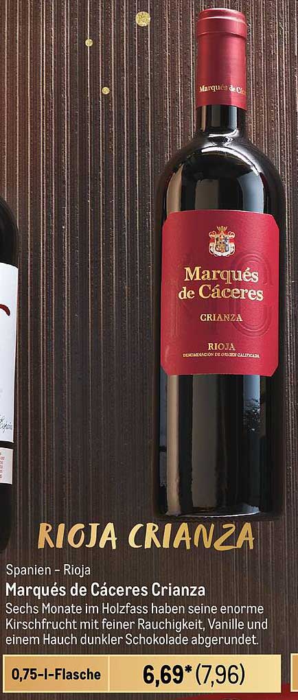 RIOJA CRIANZA  
Marqués de Cáceres Crianza