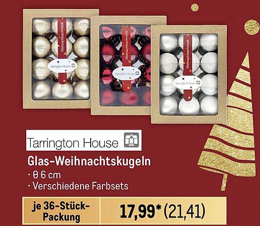 Tarrington House Glas-Weihnachtskugeln