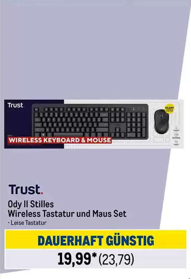 Trust Ody II Stilles Wireless Tastatur und Maus Set