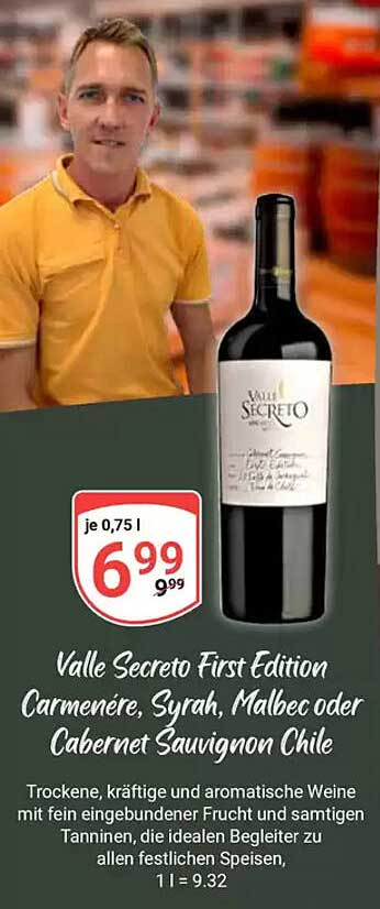 Valle Secreto First Edition Carmenère, Syrah, Malbec oder Cabernet Sauvignon Chile