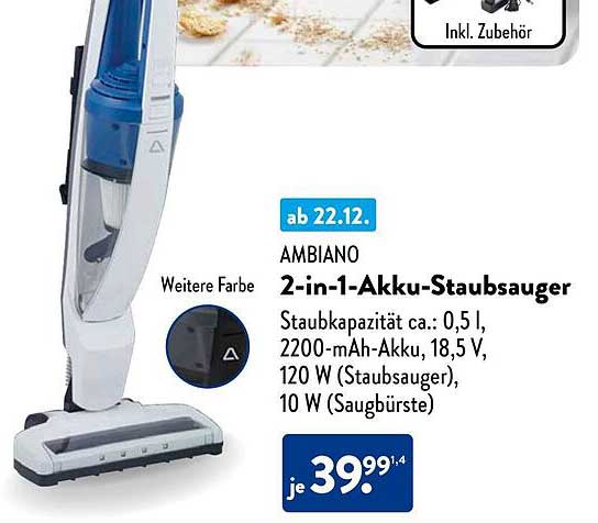 AMBIANO 2-in-1-Akku-Staubsauger