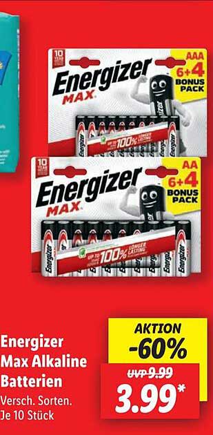 Energizer Max Alkaline Batterien