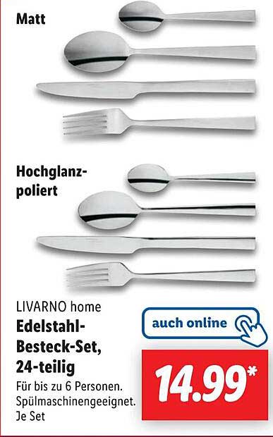 LIVARNO home Edelstahl-Besteck-Set, 24-teilig