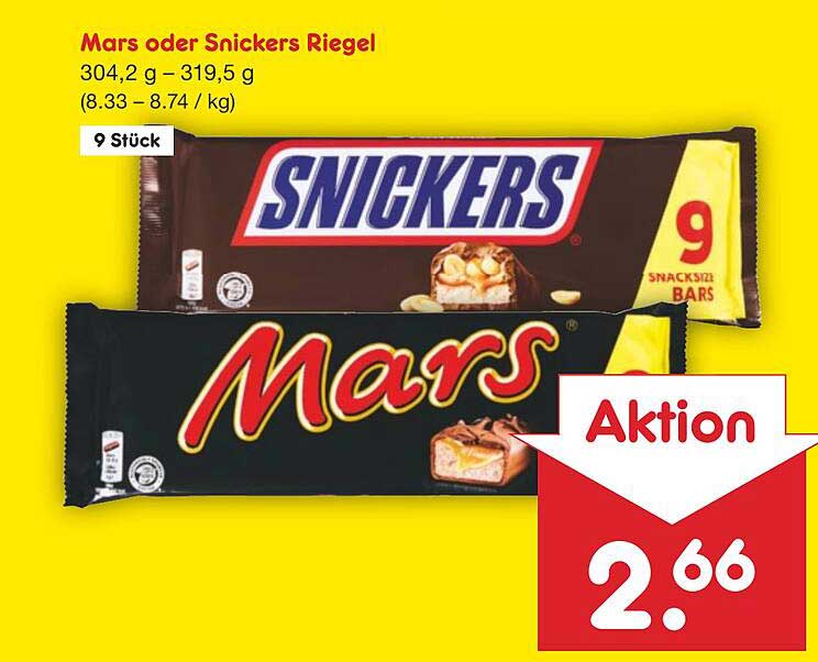 Mars oder Snickers Riegel