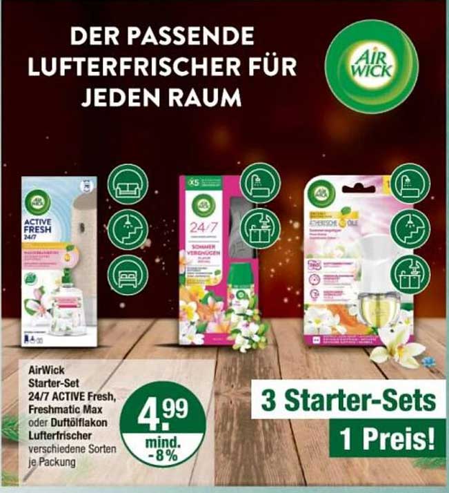 AirWick Starter-Set 24/7 ACTIVE Fresh, Freshmatic Max oder Duftölflakon Luftfrischer