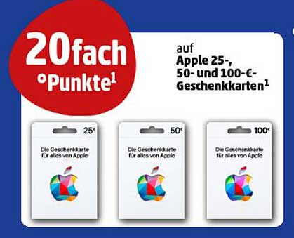 Apple 25-, 50- und 100-€-Geschenkkarten