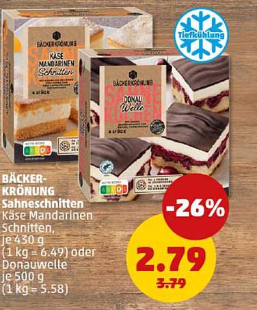 BÄCKER-KRÖNUNG Sahneschnitten Käse Mandarinenschnitten