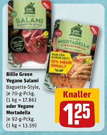 Billie Green Vegane Salami oder Vegane Mortadella