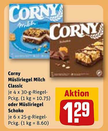 Corny Müsliriegel Milch Classic oder Müsliriegel Schoko