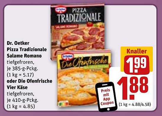 Dr. Oetker Pizza Tradizionale Salame Romano  
Die Ofenfrische Vier Käse