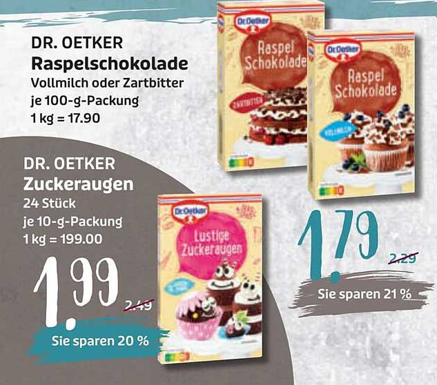 DR. OETKER Raspelschokolade  
DR. OETKER Zuckeraugen