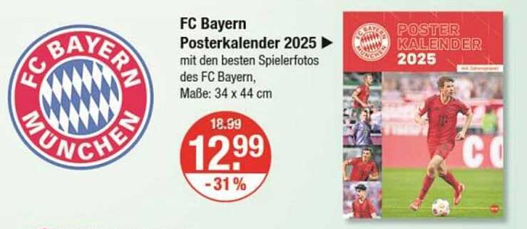 FC Bayern Poster Kalender 2025