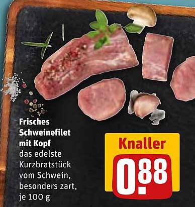 Frisches Schweinefilet mit Kopf