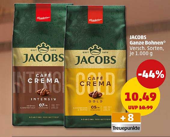 JACOBS Ganze Bohnen* Versch. Sorten, je 1.000 g