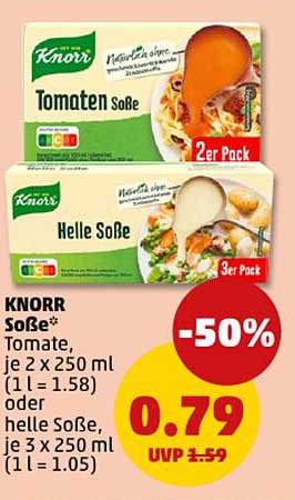 KNORR Soße* Tomate, je 2 x 250 ml oder helle Soße, je 3 x 250 ml