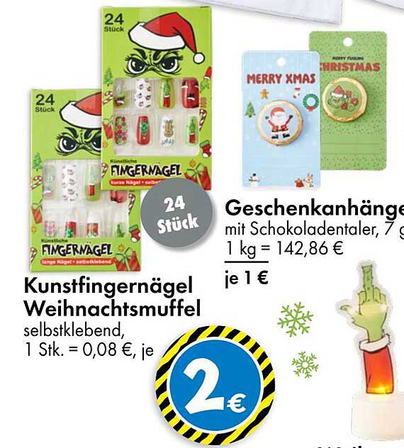 Kunstfingernägel Weihnachtsmuffel