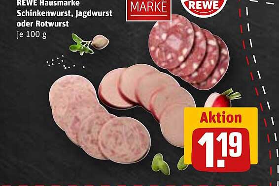 REWE Hausmarke Schinkenwurst, Jagdwurst oder Rotwurst