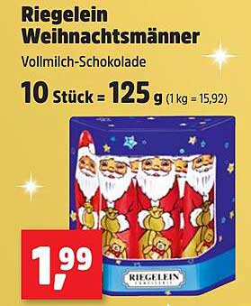 Riegelein Weihnachtsmänner Vollmilch-Schokolade