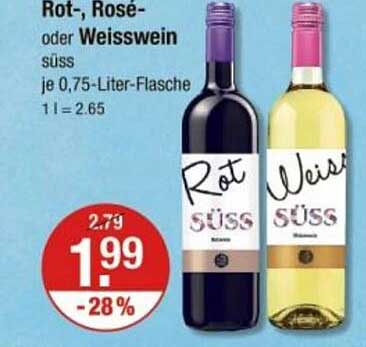 Rot-, Rosé- oder Weisswein süss