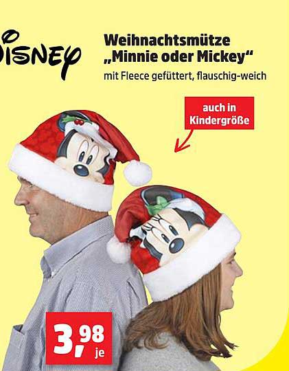 Weihnachtsmütze „Minnie oder Mickey“