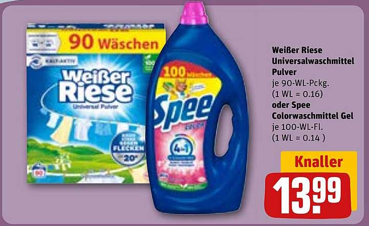 Weißer Riese Universalwaschmittel Pulver oder Spee Colorwaschmittel Gel