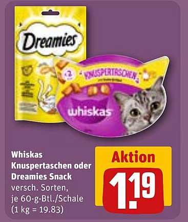 Whiskas Knuspertaschen oder Dreamies Snack