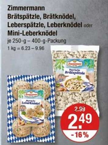 Zimmermann Brätspätzle, Bratknödel, Leberspätzle, Leberknödel oder Mini-Leberknödel