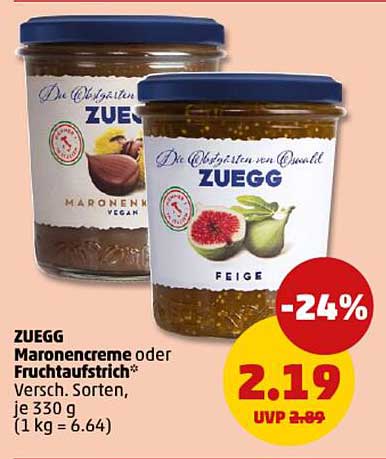 ZUEGG Maronencirème oder Fruchtaufstrich