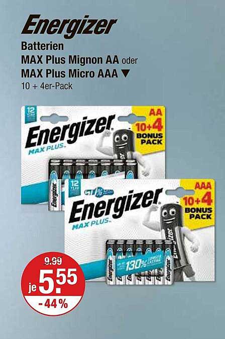 Energizer Batterien MAX Plus Mignon AA oder MAX Plus Micro AAA