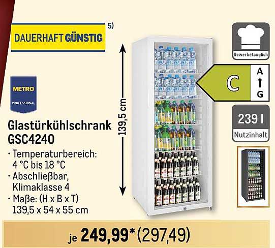 Glastürkühlschrank GSC4240