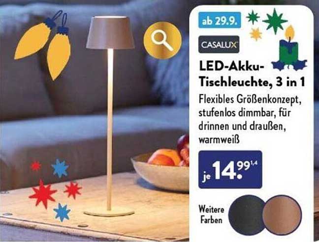 LED-Akku-Tischleuchte, 3 in 1