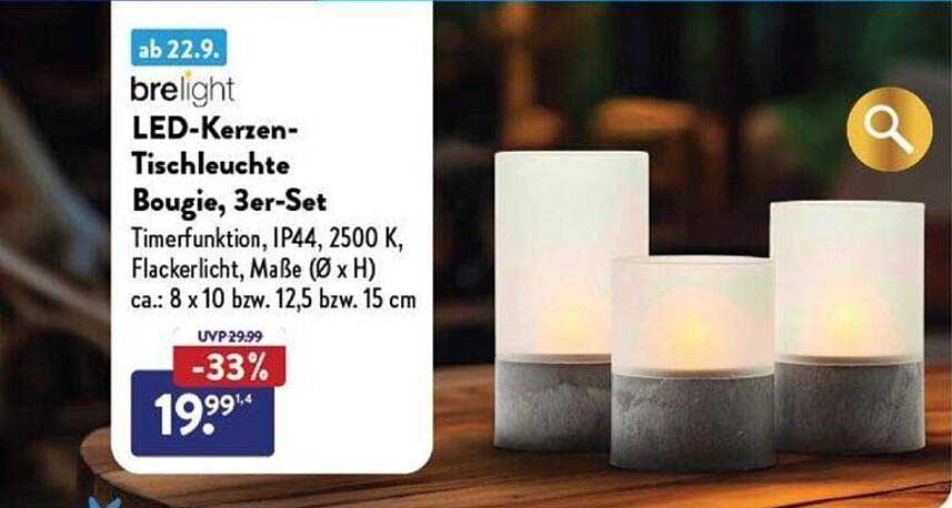 LED-Kerzen-Tischleuchte Bougie, 3er-Set