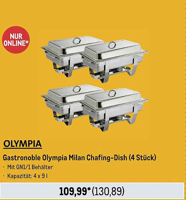 OLYMPIA Gastronomble Olympia Milan Chafing-Dish (4 Stück)