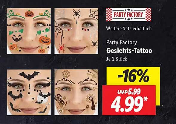 Party Factory Gesichts-Tattoo