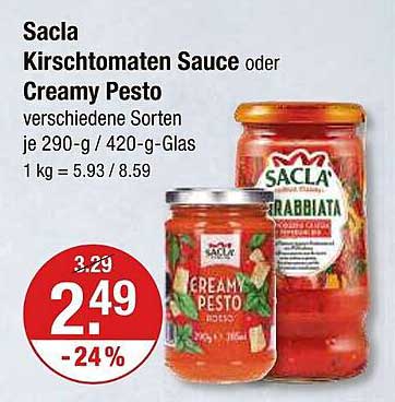 Sacla Kirschtomaten Sauce oder Creamy Pesto