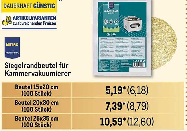 Siegelrandbeutel für Kammervakuumierer