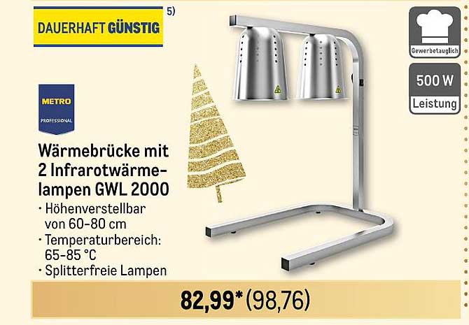 Wärmebrücke mit 2 Infrarotwärmelampen GWL 2000