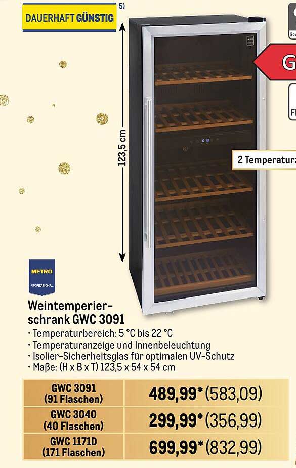 Weintemperierschrank GWC 3091