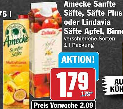 Amecke Sanfte Säfte, Säfte Plus oder Lindavia Säfte Apfel, Birne