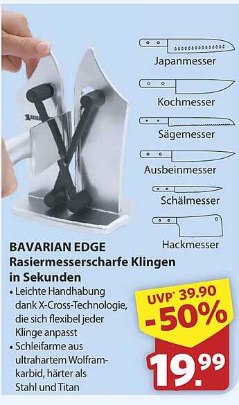 BAVARIAN EDGE Rasiermesserscharfe Klingen in Sekunden