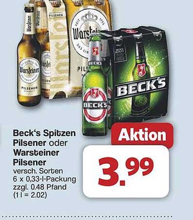 Beck's Spitzen Pilsener oder Warsteiner Pilsener