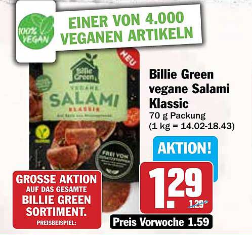 Billie Green vegane Salami Klassic