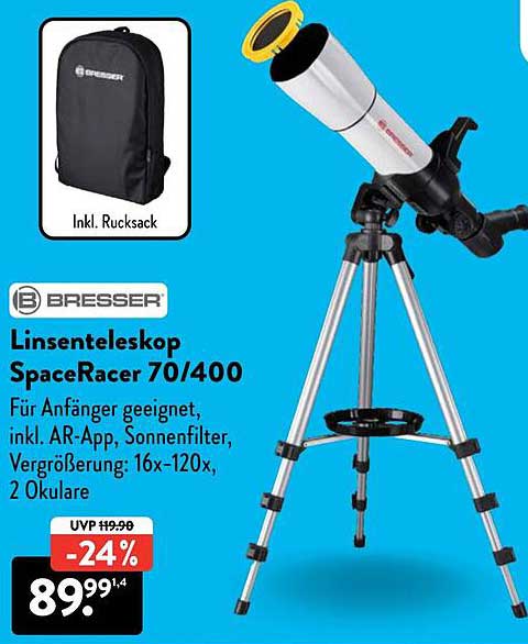 BRESSER Linsenteleskop SpaceRacer 70/400