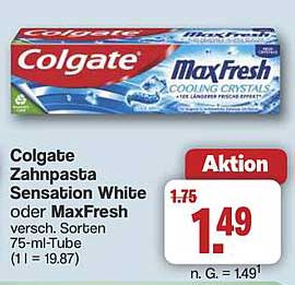 Colgate Zahn pasta Sensation White oder MaxFresh