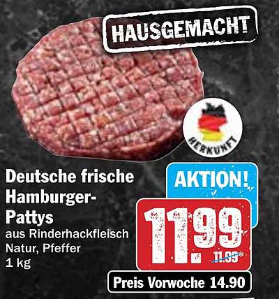 Deutsche frische Hamburger-Pattys