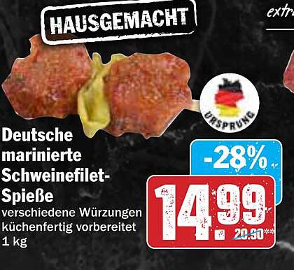 Deutsche marinierte Schweinefilet-Spieße