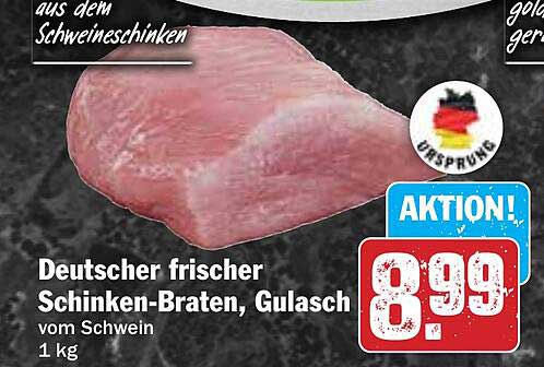 Deutscher frischer Schinken-Braten, Gulasch vom Schwein