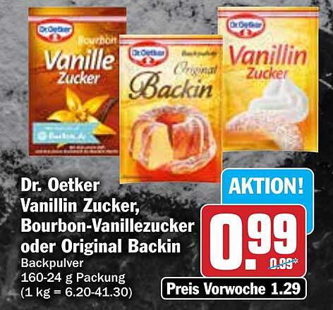 Dr. Oetker Vanillin Zucker, Bourbon-Vanillezucker oder Original Backin