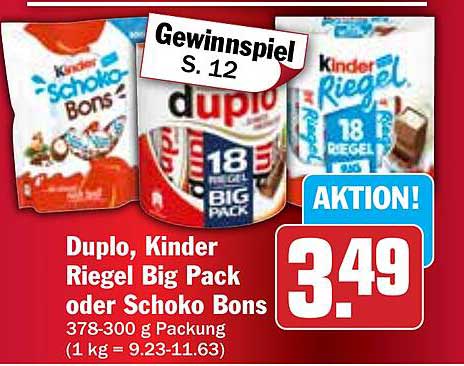 Duplo, Kinder Riegel Big Pack oder Schoko Bons